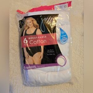 Just My Size 6 Pack 100% Cotton Breathable White Briefs Size: 10 18/20 NIP